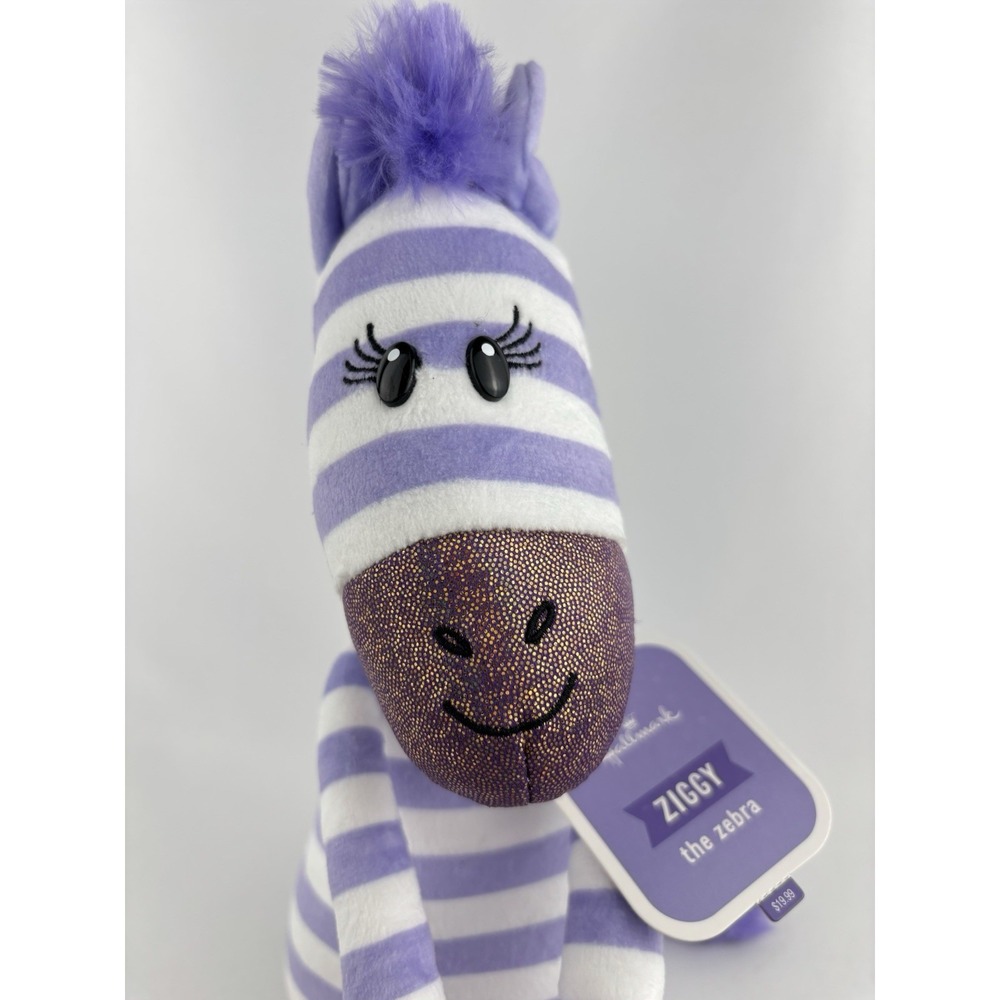 Hallmark Ziggy The Zebra Purple Striped Plush Animal Shiny Glitter Sparkle Feet